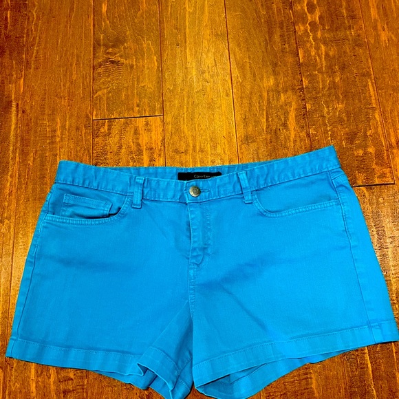 Calvin Klein turquoise denim shorts Women’s size 14 - Picture 2 of 7